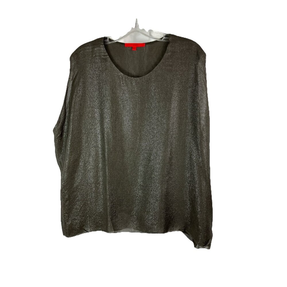 Sz 3 Shamask Silk Metallic  Khaki shell tank camisole top